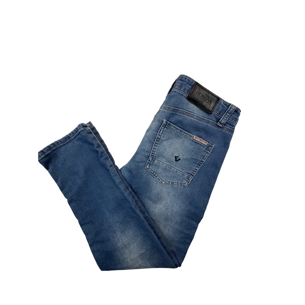 Hudson Denim Jeans Boys Size 12 Blue Stretch Cotton Faded Straight Leg‎